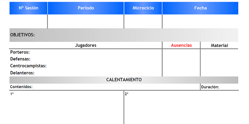 Plantilla de Sesiones